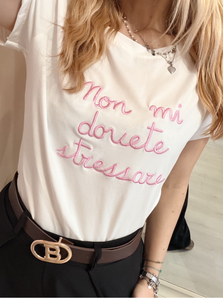 Maglia t shirt non mi dovete stressare rosa