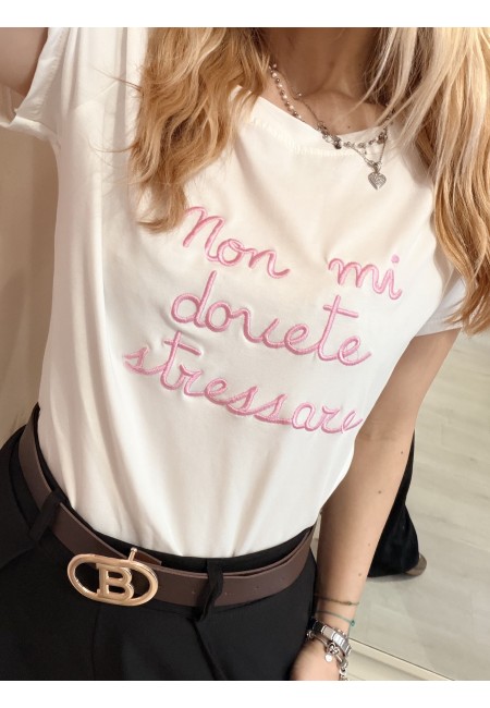 Maglia t shirt non mi dovete stressare rosa