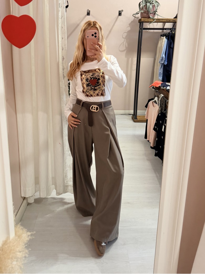 Pantaloni BEA larghi taupe