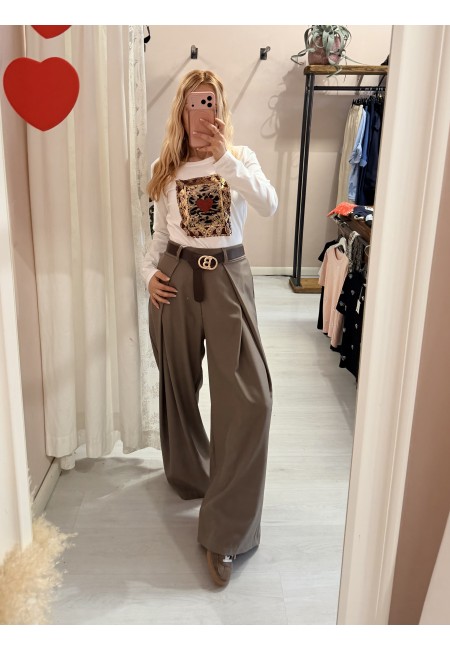Pantaloni BEA larghi taupe