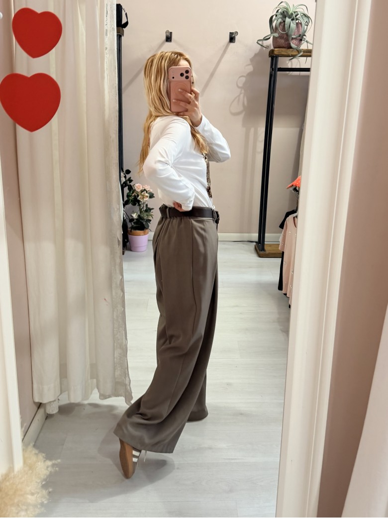 Pantaloni BEA larghi taupe