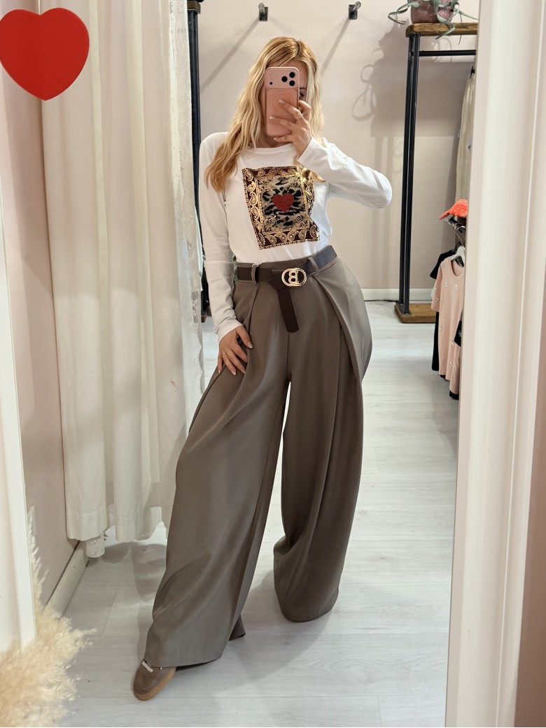 Pantaloni BEA larghi taupe