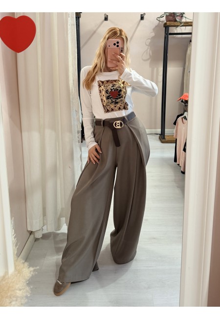 Pantaloni BEA larghi taupe