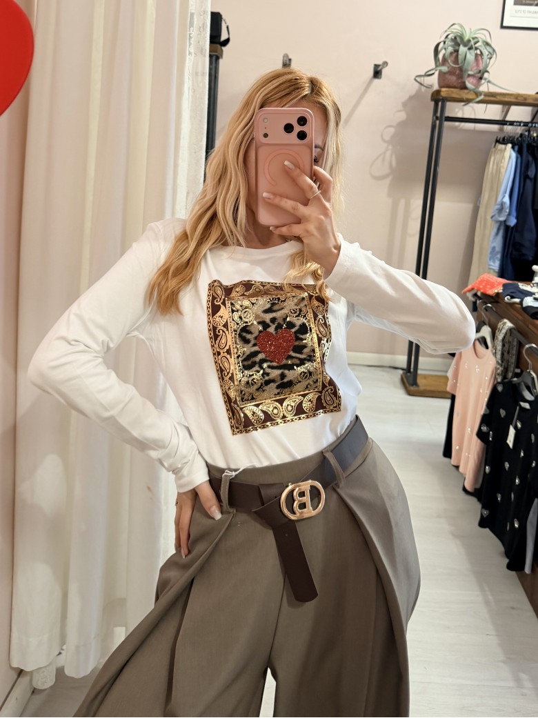 Maglia stampa Animalier BIANCA