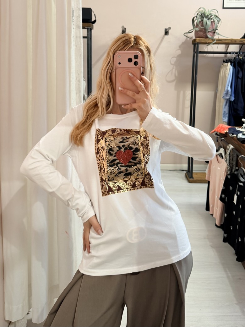 Maglia stampa Animalier BIANCA