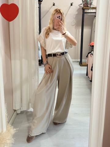 Pantaloni BEA larghi beige