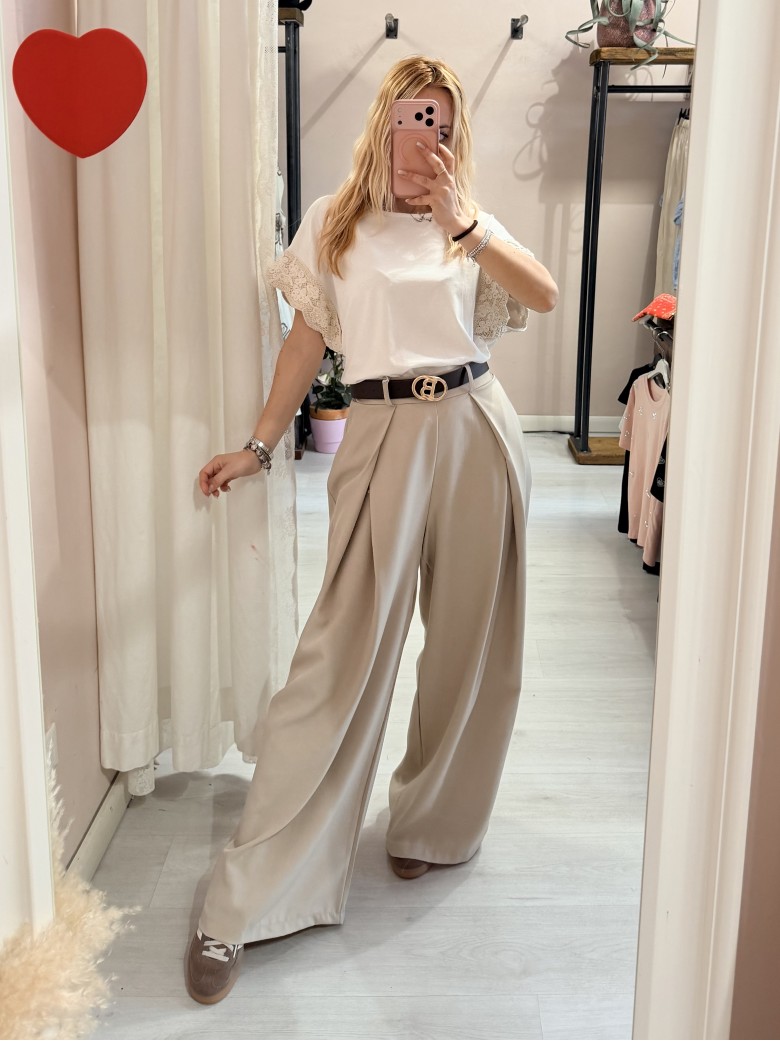 Pantaloni BEA larghi beige
