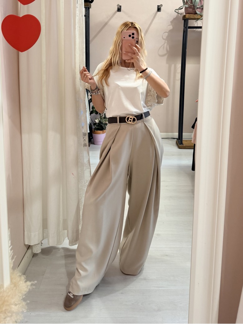 Pantaloni BEA larghi beige