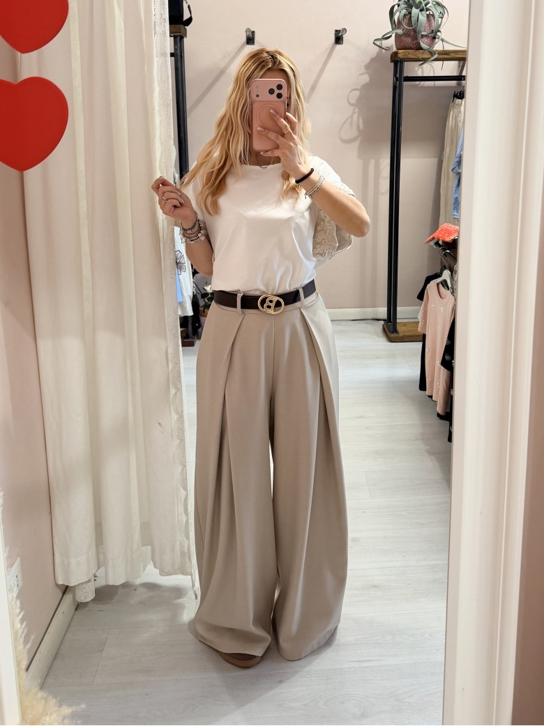 Pantaloni BEA larghi beige
