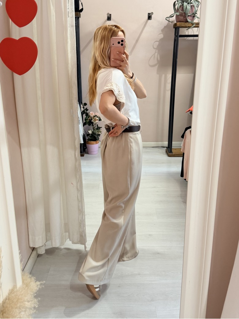 Pantaloni BEA larghi beige