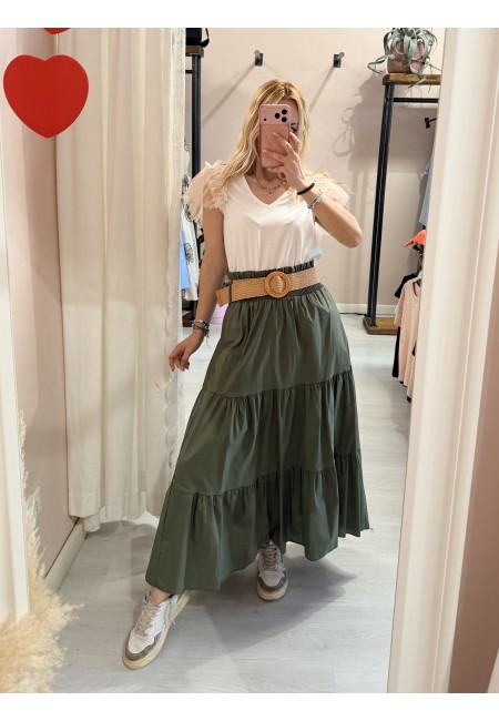 Gonna lunga verde in cotone