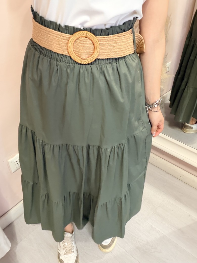 Gonna lunga verde in cotone