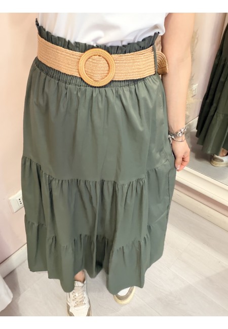 Gonna lunga verde in cotone