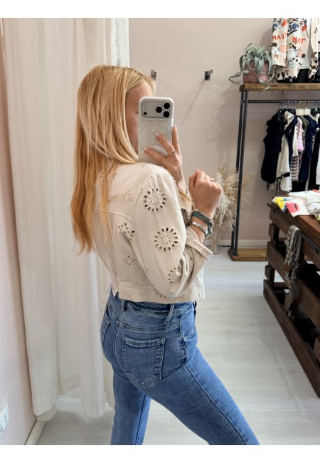Giubbottino di jeans sangallo beige