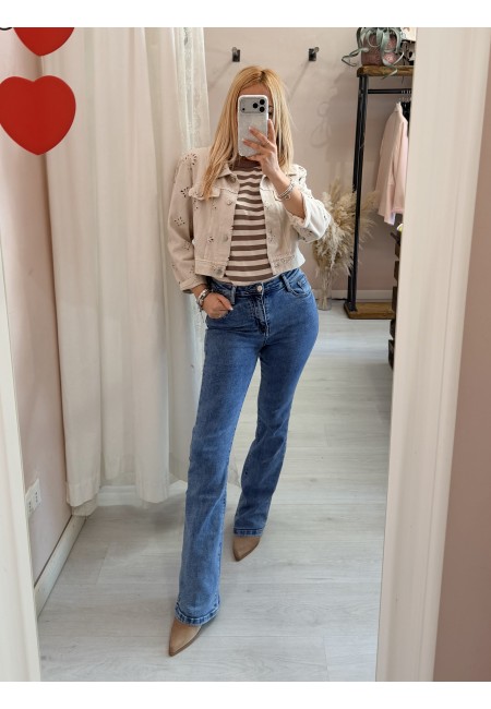 Maglia lisa 2.0 a righe taupe