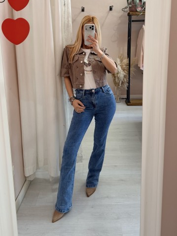 Giubbottino di jeans sangallo taupe 2