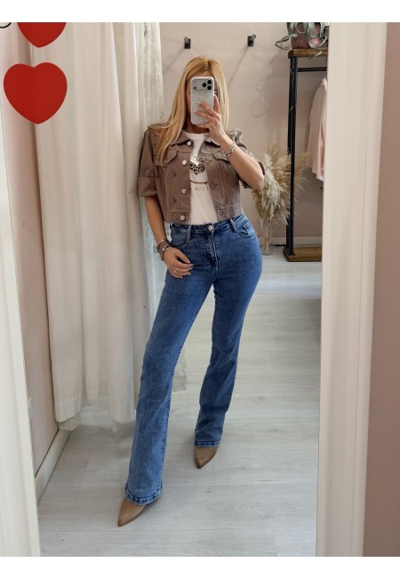 Giubbottino di jeans sangallo taupe