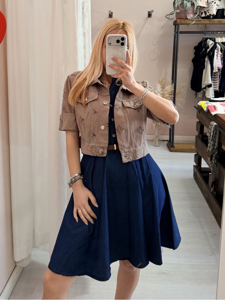 Giubbottino di jeans sangallo taupe