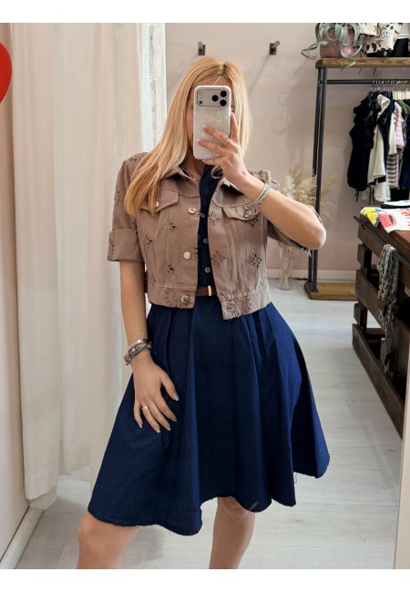 Giubbottino di jeans sangallo taupe