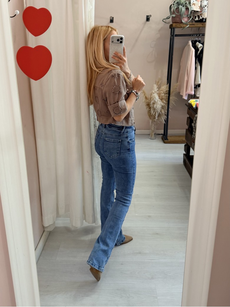 Giubbottino di jeans sangallo taupe