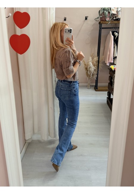 Giubbottino di jeans sangallo taupe