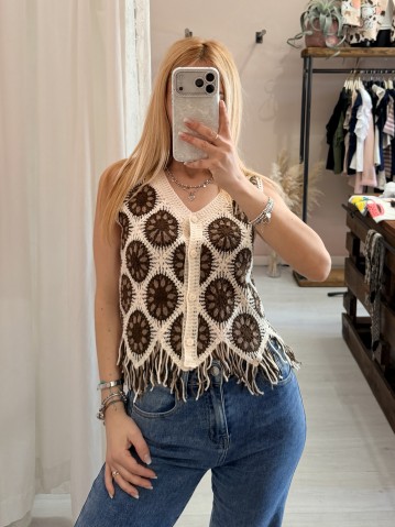Gilet crochet ricamato