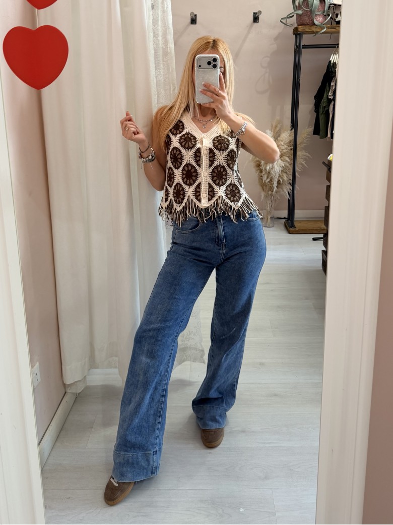 Gilet crochet ricamato