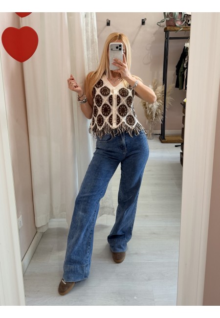 Gilet crochet ricamato