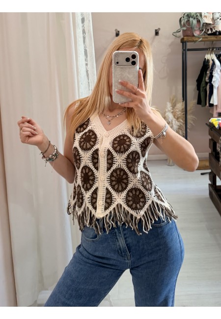 Gilet crochet ricamato