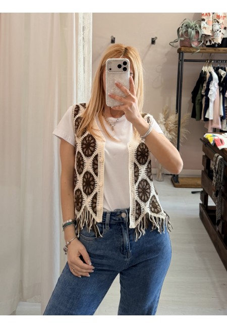Gilet crochet ricamato