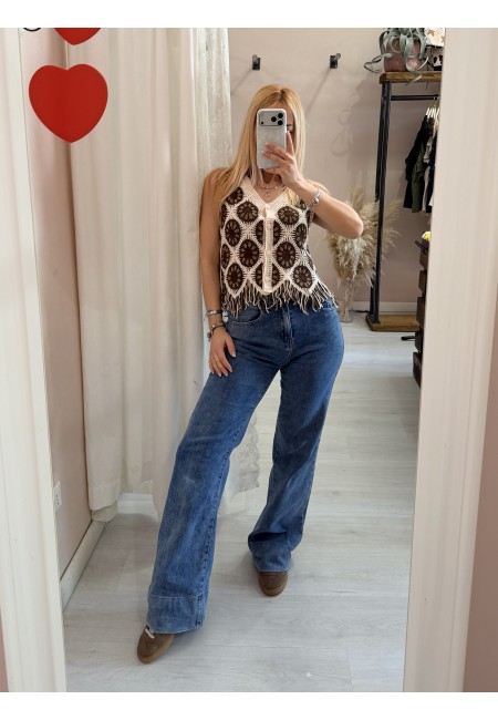 Gilet crochet ricamato