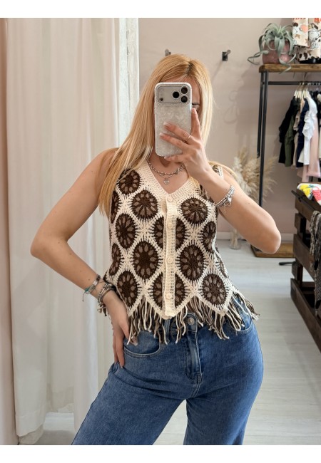 Gilet crochet ricamato