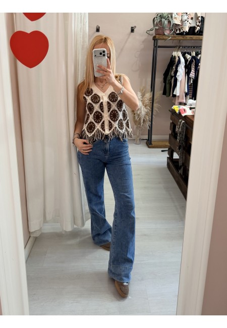 Gilet crochet ricamato