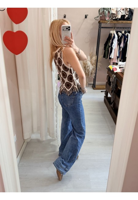 Gilet crochet ricamato