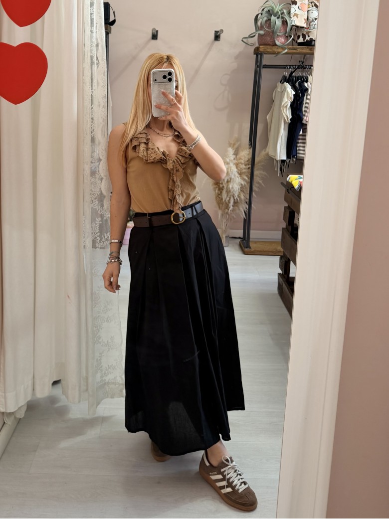 Gonna lunga SILVIA nera in cotone