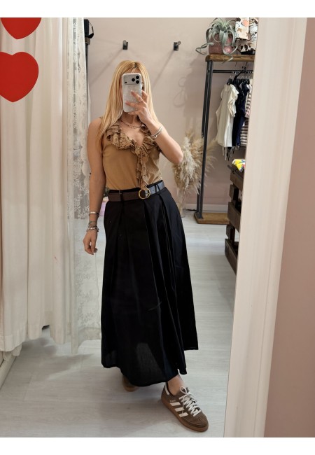 Gonna lunga SILVIA nera in cotone