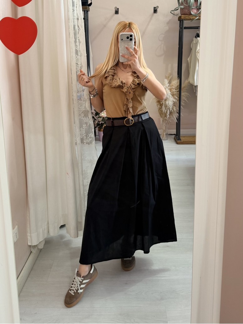 Gonna lunga SILVIA nera in cotone