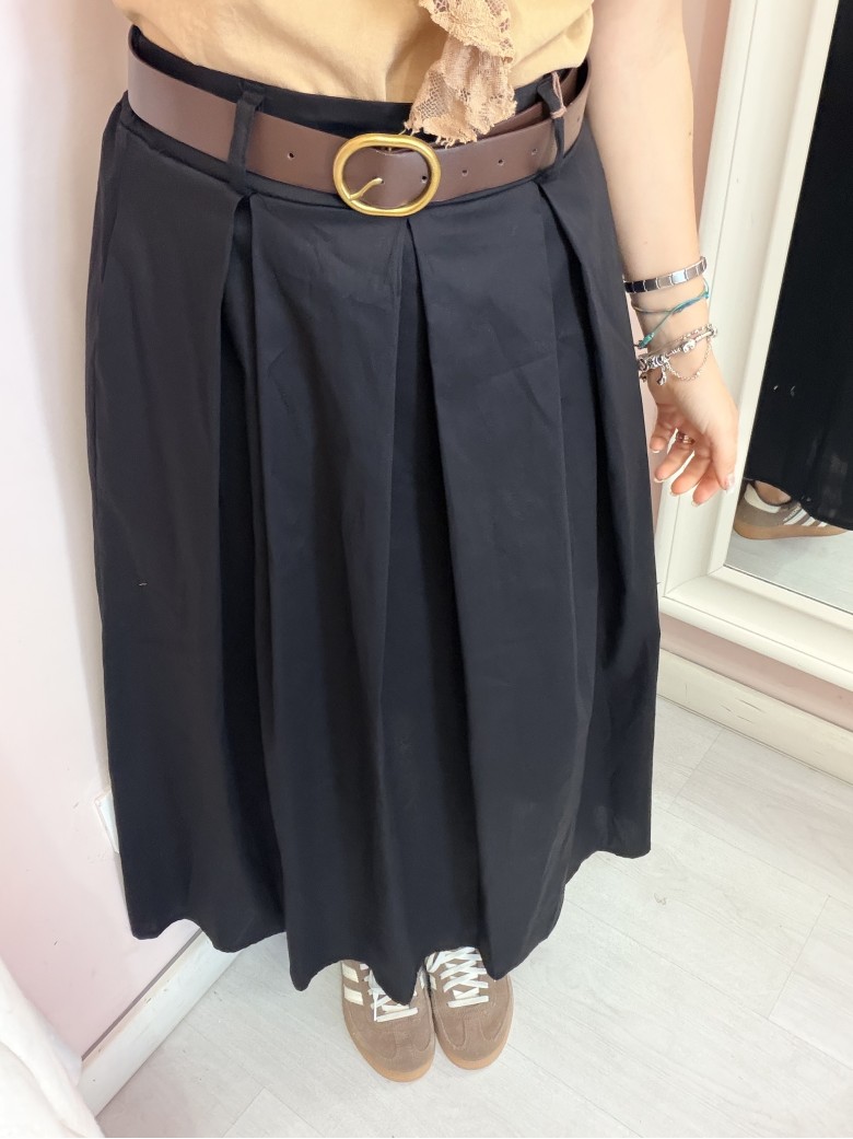 Gonna lunga SILVIA nera in cotone