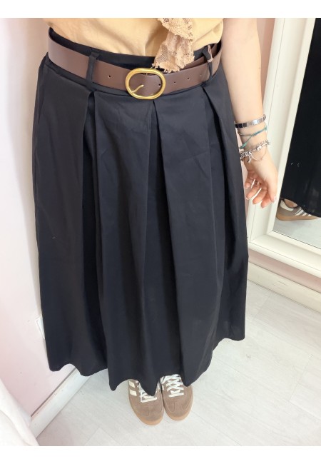 Gonna lunga SILVIA nera in cotone