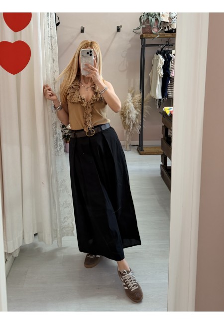 Gonna lunga SILVIA nera in cotone
