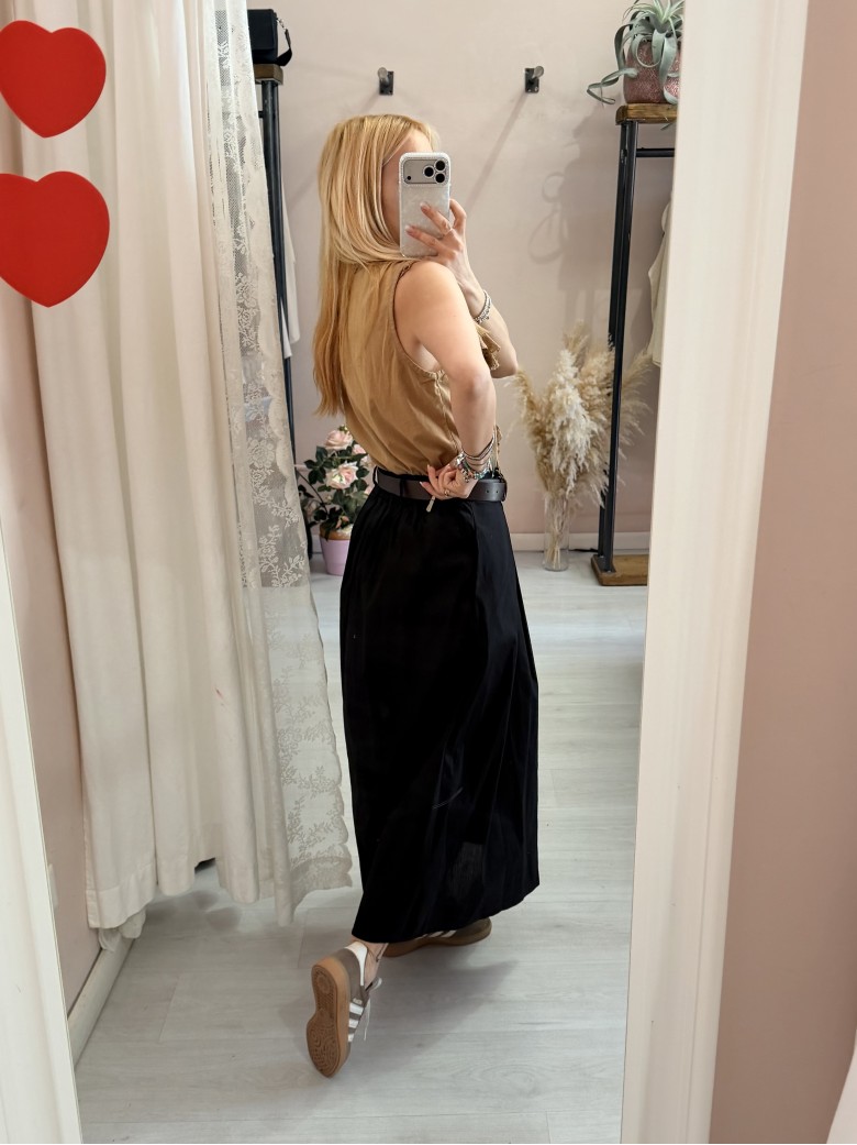 Gonna lunga SILVIA nera in cotone