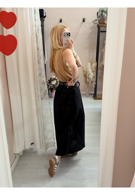 Gonna lunga SILVIA nera in cotone