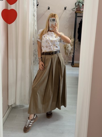 Gonna lunga SILVIA taupe in cotone