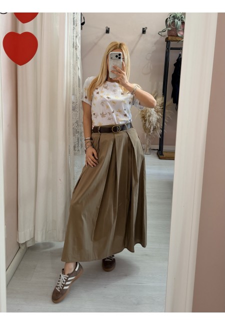 Gonna lunga SILVIA taupe in cotone
