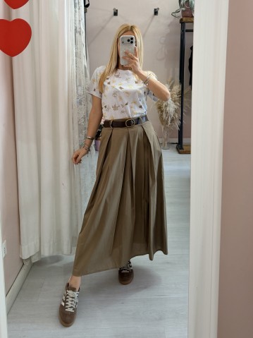 Gonna lunga SILVIA taupe in cotone 2