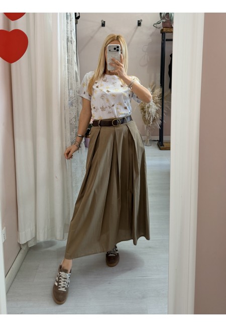 Gonna lunga SILVIA taupe in cotone
