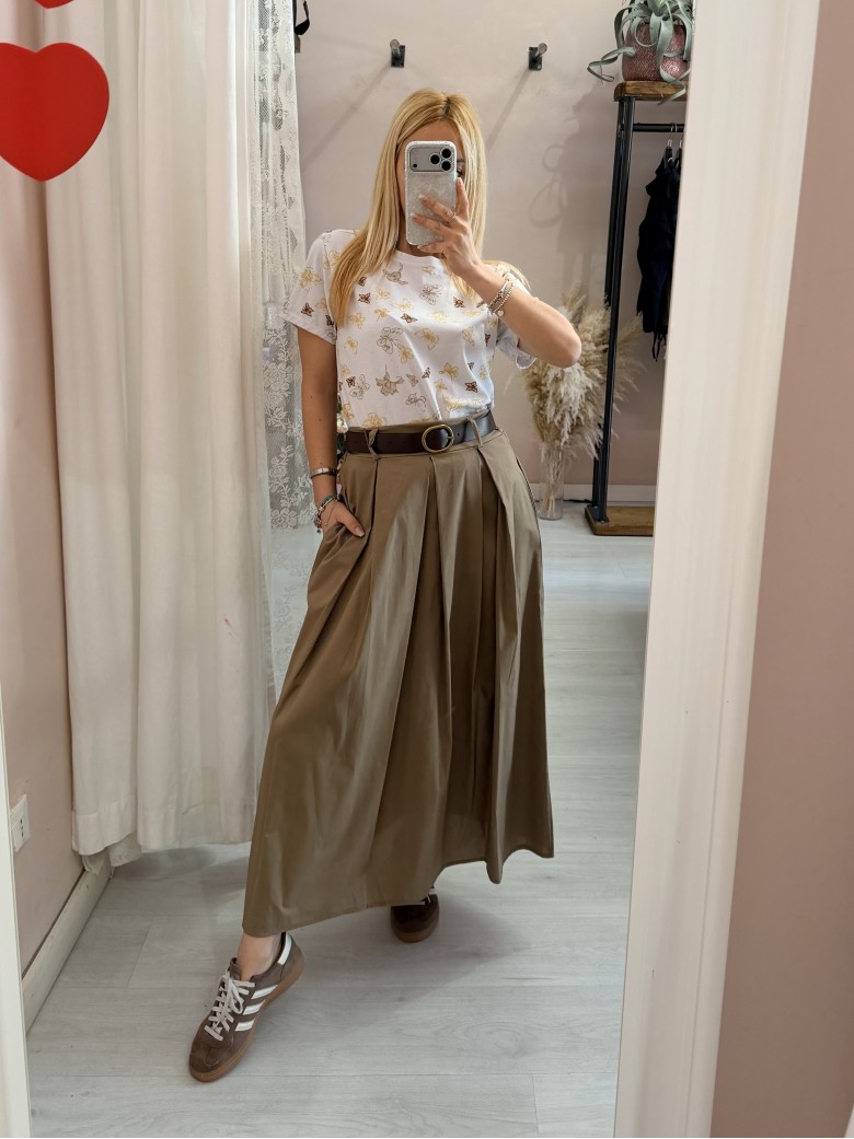 Gonna lunga SILVIA taupe in cotone
