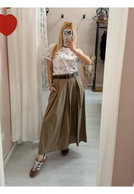 Gonna lunga SILVIA taupe in cotone