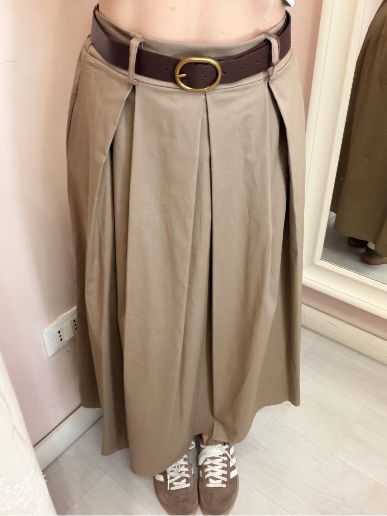 Gonna lunga SILVIA taupe in cotone