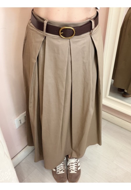 Gonna lunga SILVIA taupe in cotone